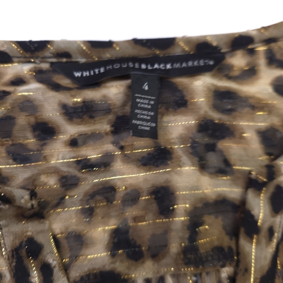 White House Black Market Leopard Print Gold Strip Sheer Dress Sz 4 - Picture 11 of 12